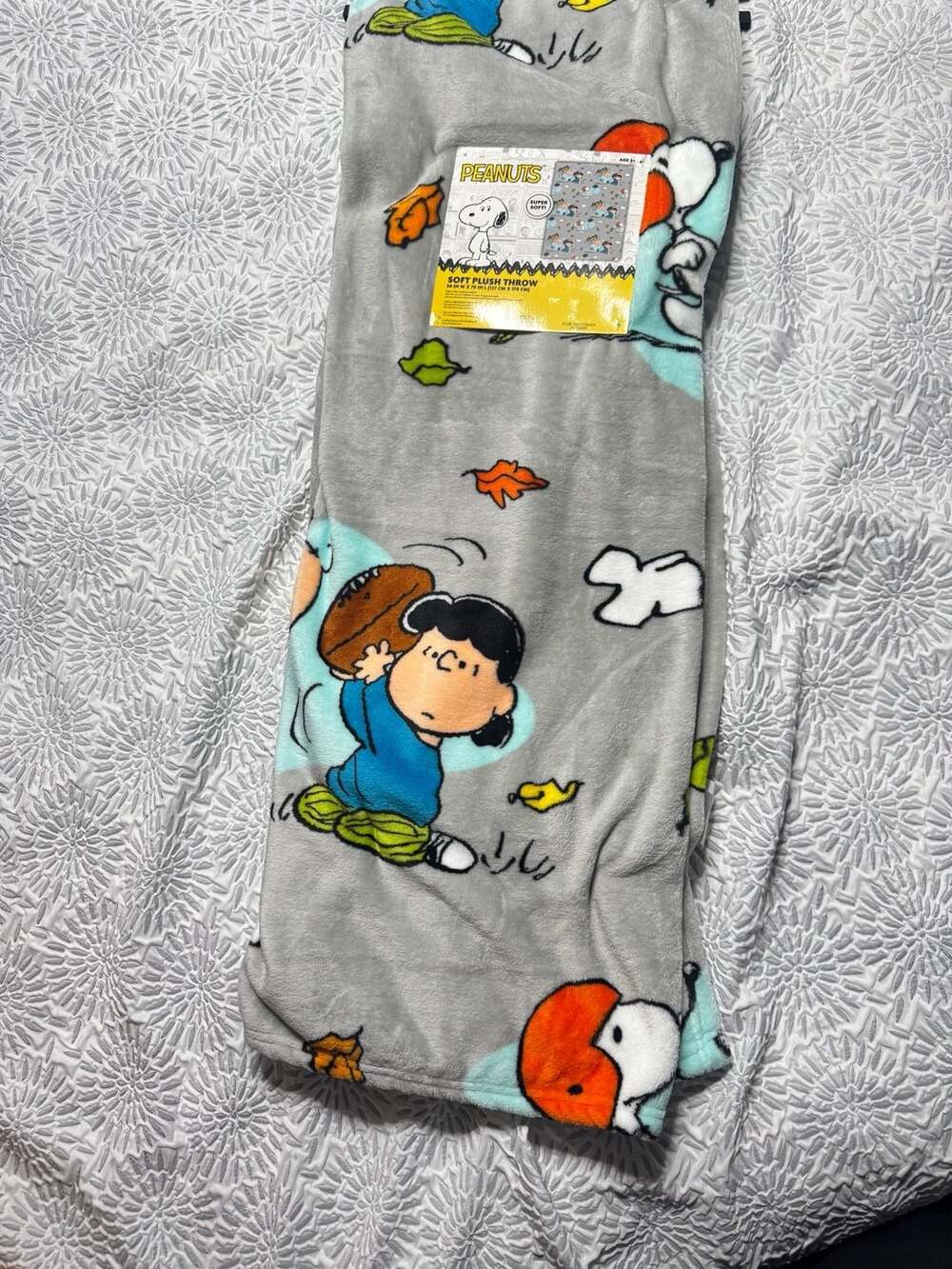 Peanuts Snoopy and Charlie Brown Fall Football Soft Plush Throw Blanket 50x70